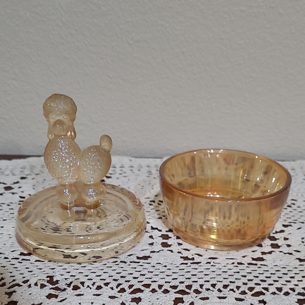 Vintage Glass Poodle Trinket Box - Picture 2 of 8